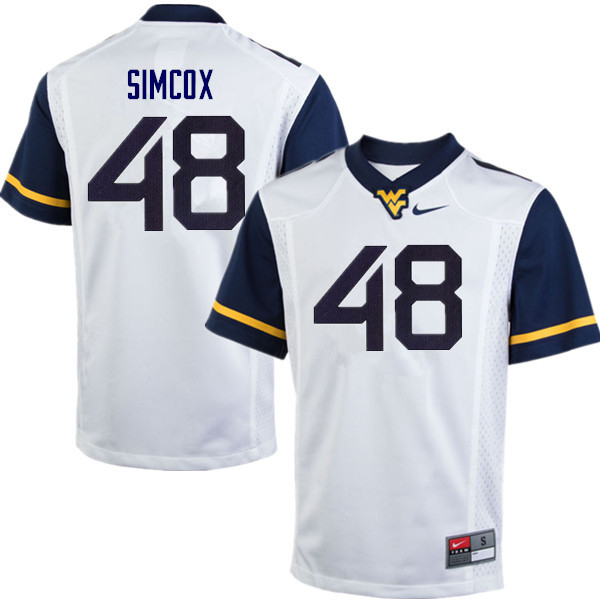 Men #48 Skyler Simcox West Virginia Mountaineers College Football Jerseys Sale-White - Click Image to Close
